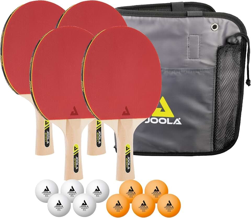 JOOLA Family Set 4 Tischtennisschläger Bälle Tasche Tischtennis