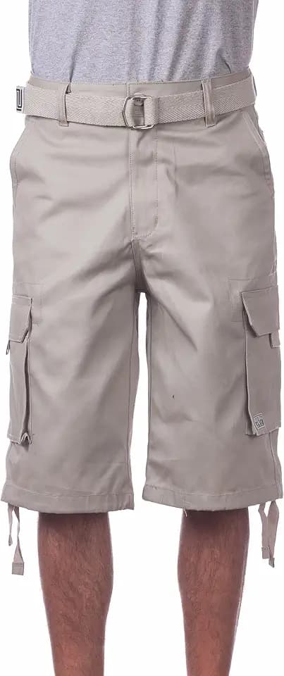 Pro Club Men's Cotton Twill Cargo Shorts with Belt - Regular and Big & Tall Sizes