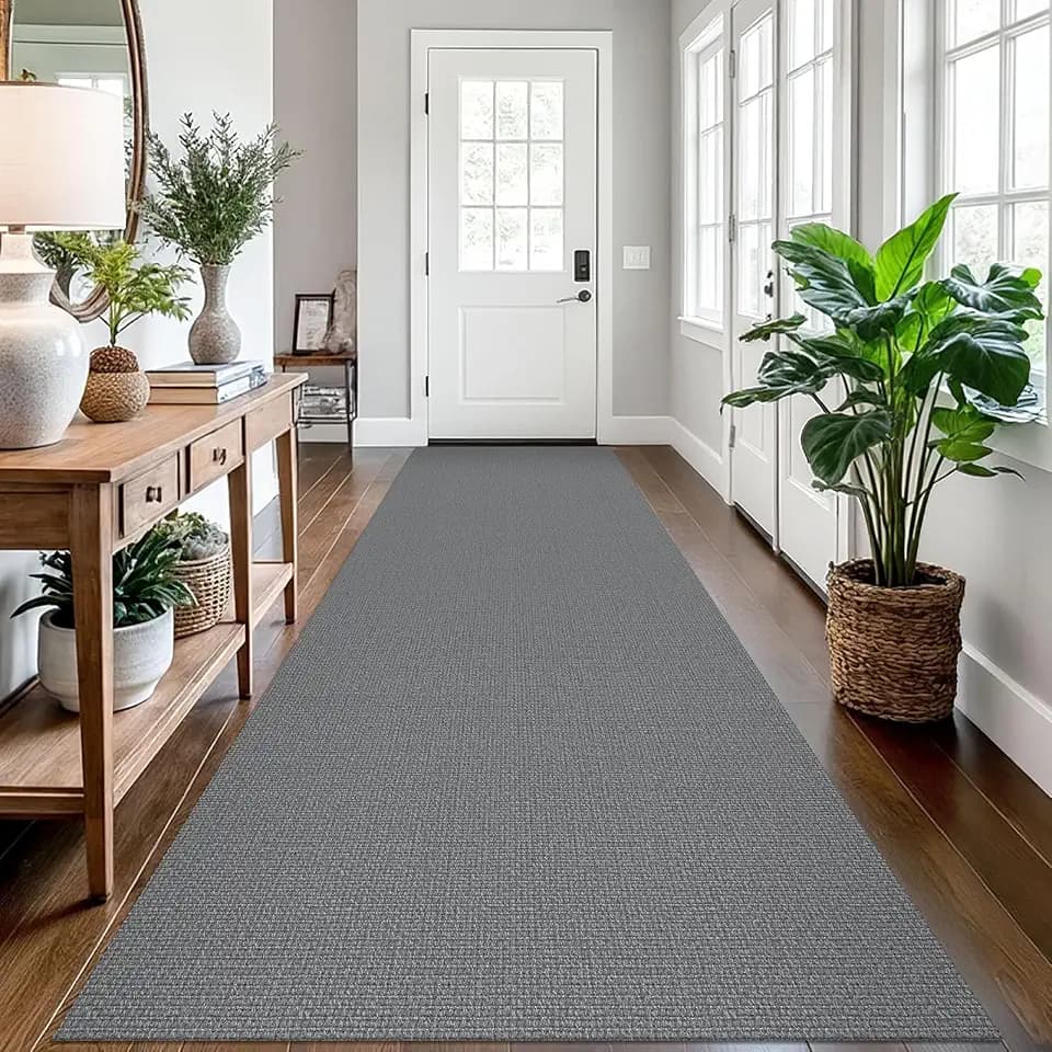 EARTHALL Washable Runner Rug, Non Slip Hall Runner Carpet, 3x12 Ft, Dark Gray