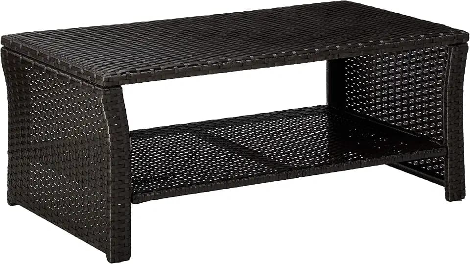 Christopher Knight Home Justin Outdoor Wicker Coffee Table, Brown, Black