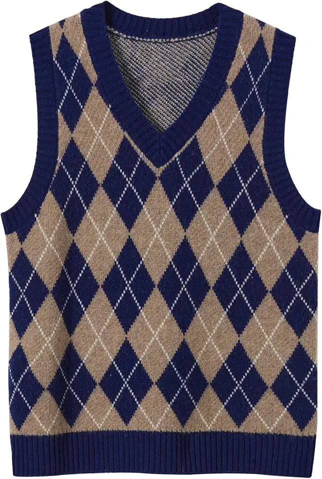 Chanyarn Women's 100% Merino Wool Sweater Vest 2024 Fall Winter Diamond Lattice V Neck Sleeveless Knit Sweater Vest