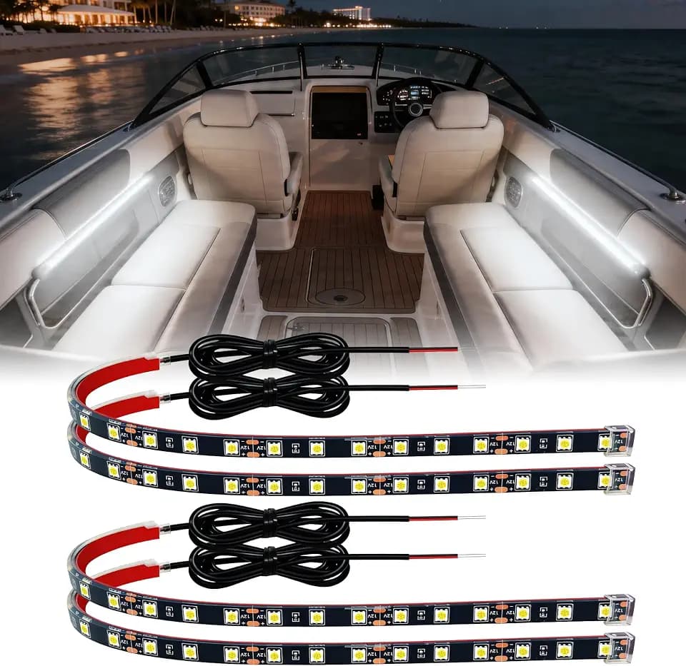 Car LED Strip Lights IP68 Waterproof Cuttable 12inch White 4 Pcs