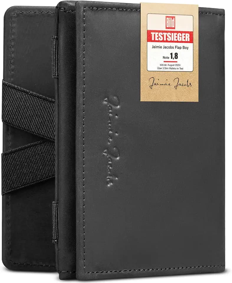 Jaimie Jacobs Flap Boy Das Original Magic Wallet mit Münzfach RFID-Schutz Magischer Geldbeutel Echtleder Portemonaie mit Kleingeldfach (Büffel Schwarz)