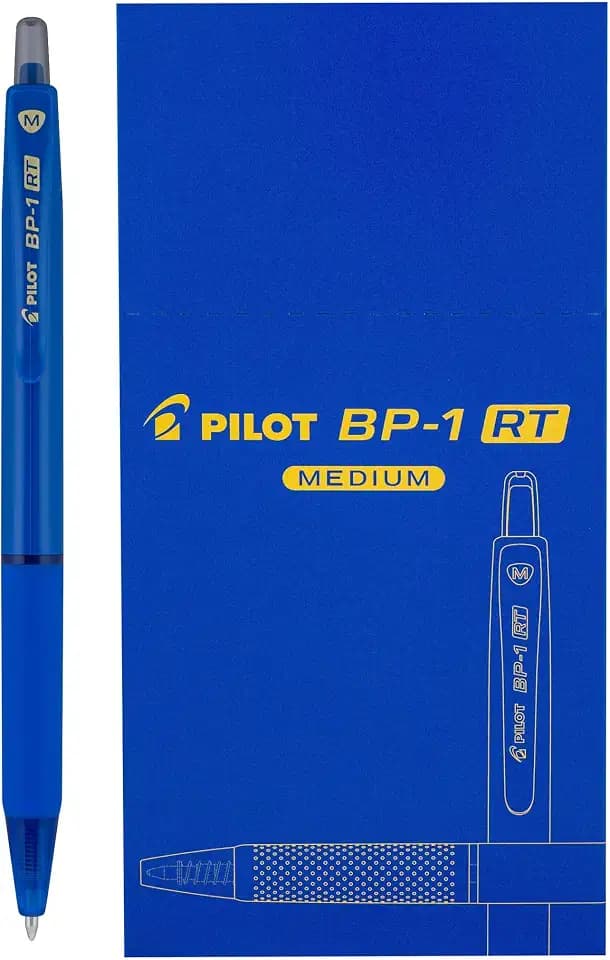 Pilot BP-1RT Advanced Ink, Retractable Ballpoint Blue Ink Pens, Medium Point, Dozen Box, 1mm
