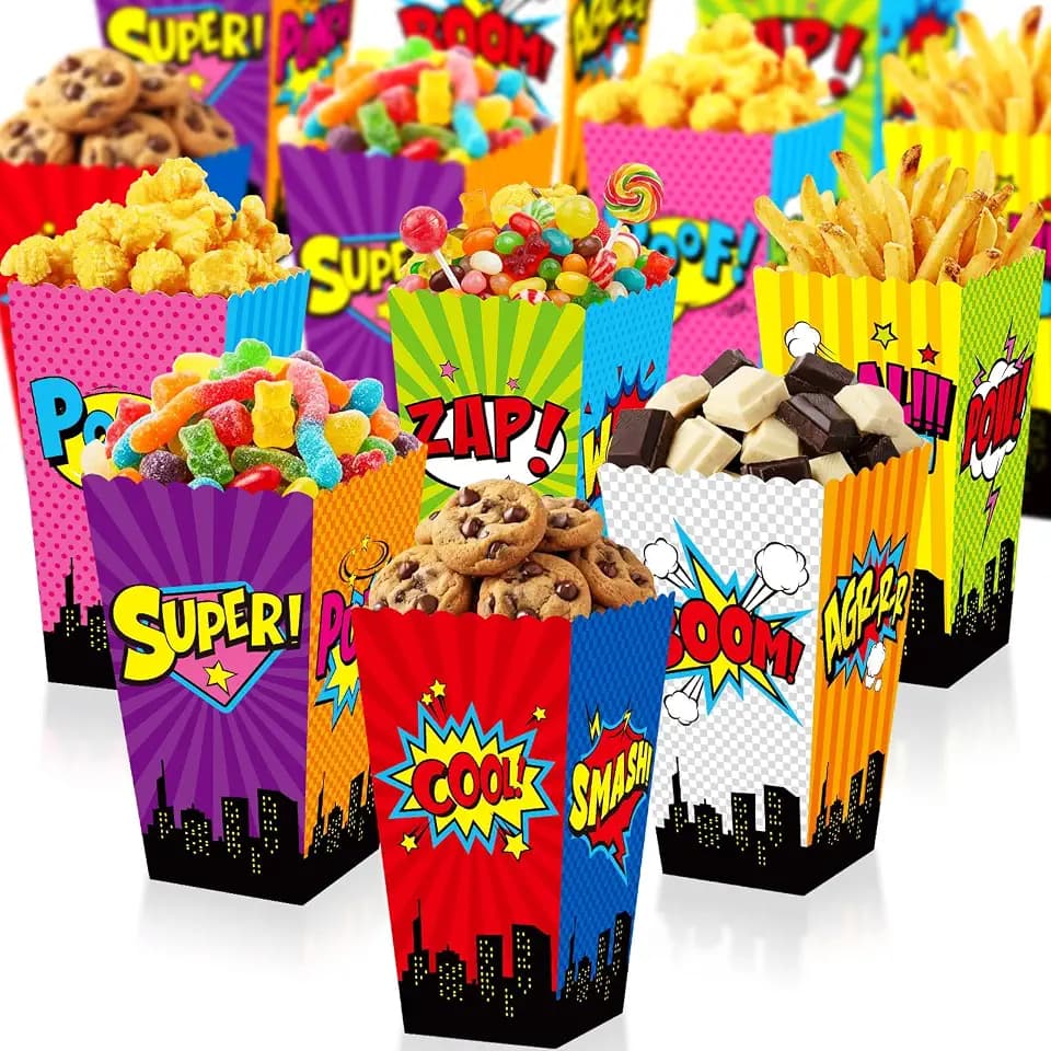Containlol 24 Pcs Hero Popcorn Boxes Movie Party Snack Favor Cheerful Style