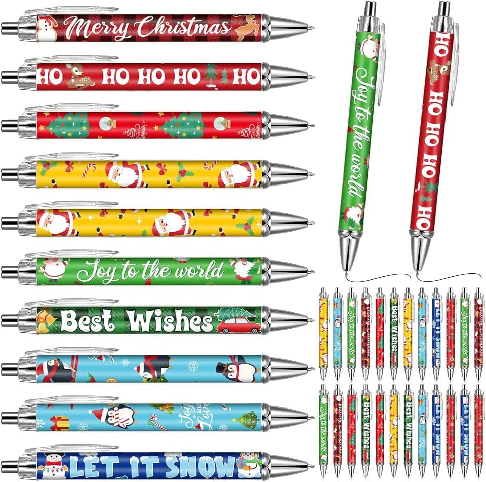 24 Stück Weihnachts Kugelschreiber, Weihnachtsstifte Set für Schule