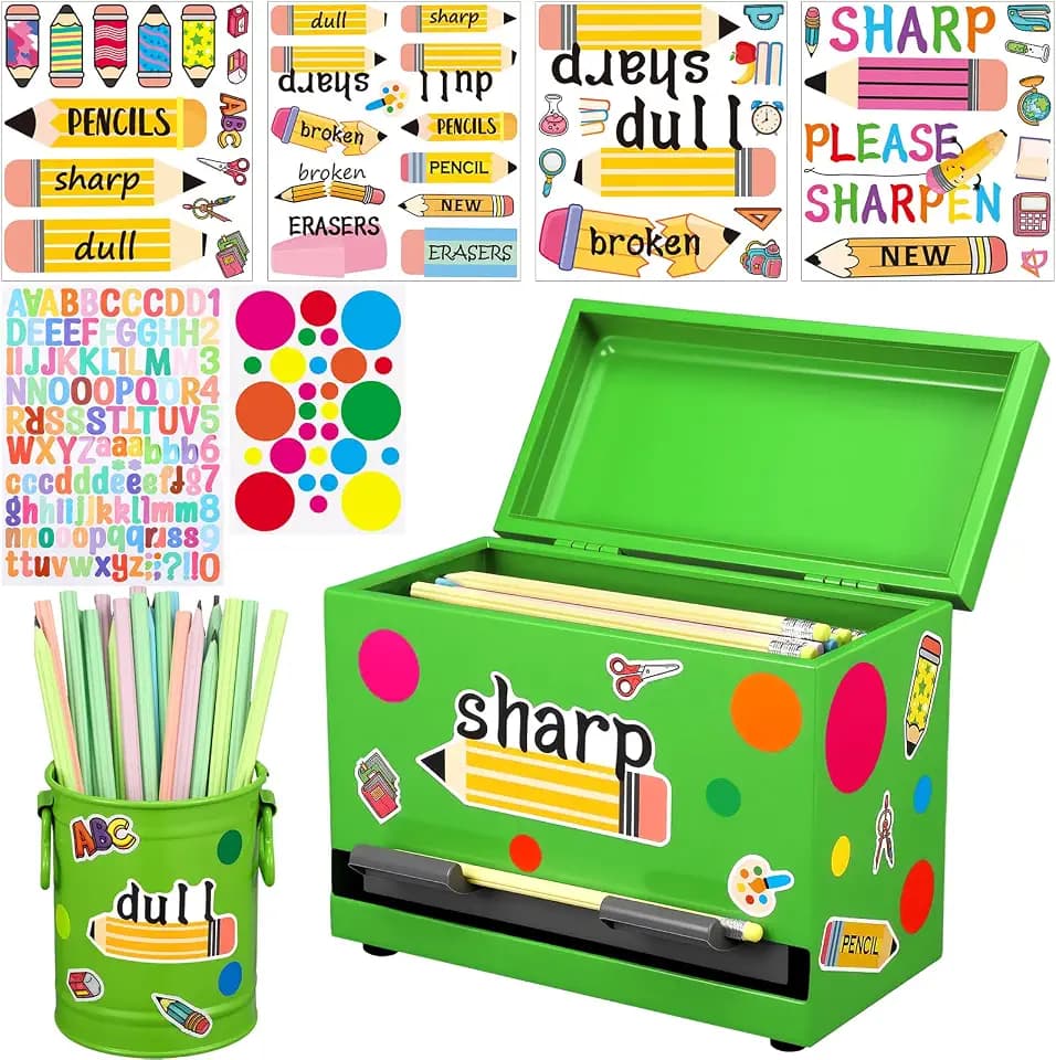 Mifoci 8 Pcs Pencil Dispenser for Classroom Stainless Steel, Green