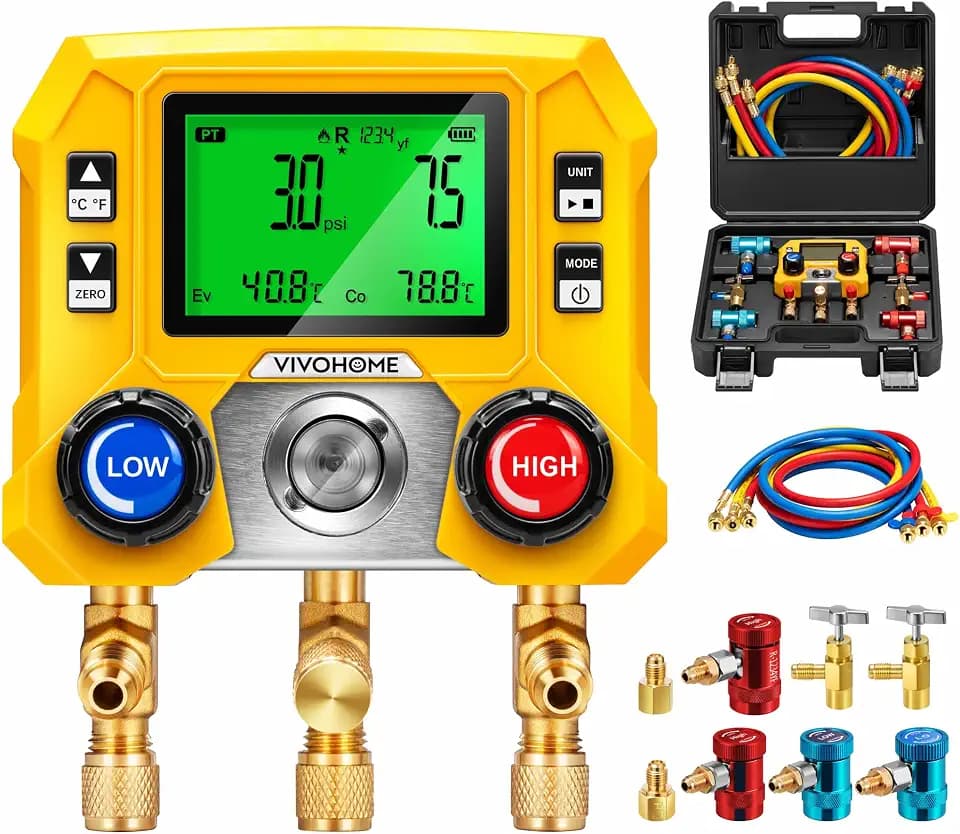 VIVOHOME Digital HVAC Manifold Gauge Set with R134a R1234yf Quick Couplers
