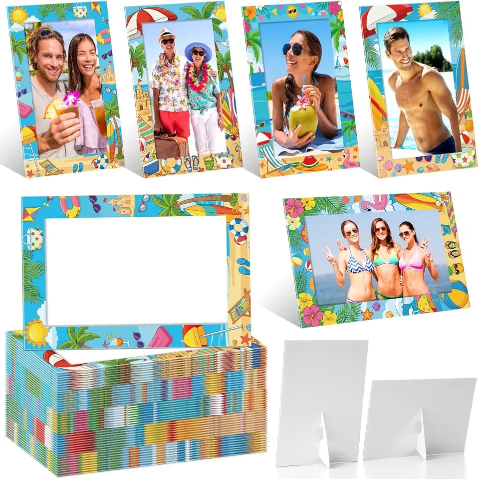 AmazingSpark 50 Pack 4x6 Beach Picture Frame Cards Paper Photo Frames