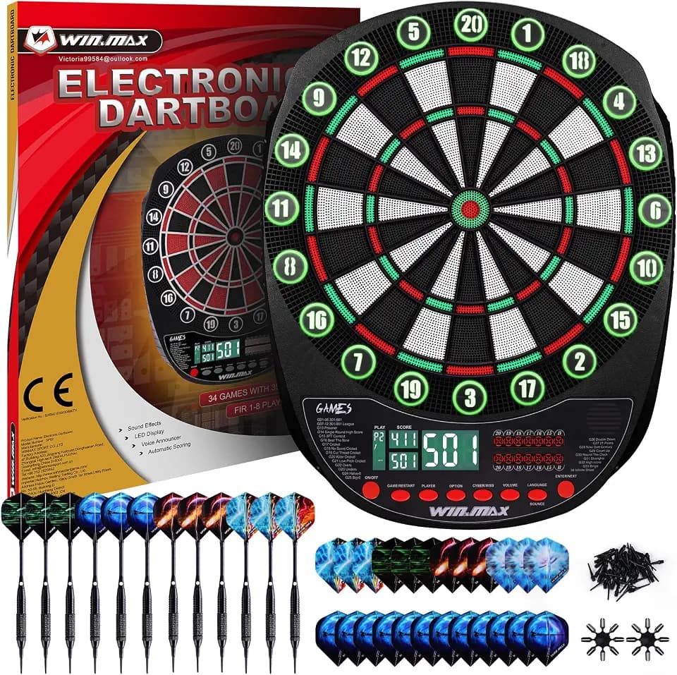 WIN.MAX Elektronische Dartscheibe Profi Set 34 Games mit 354 Varianten