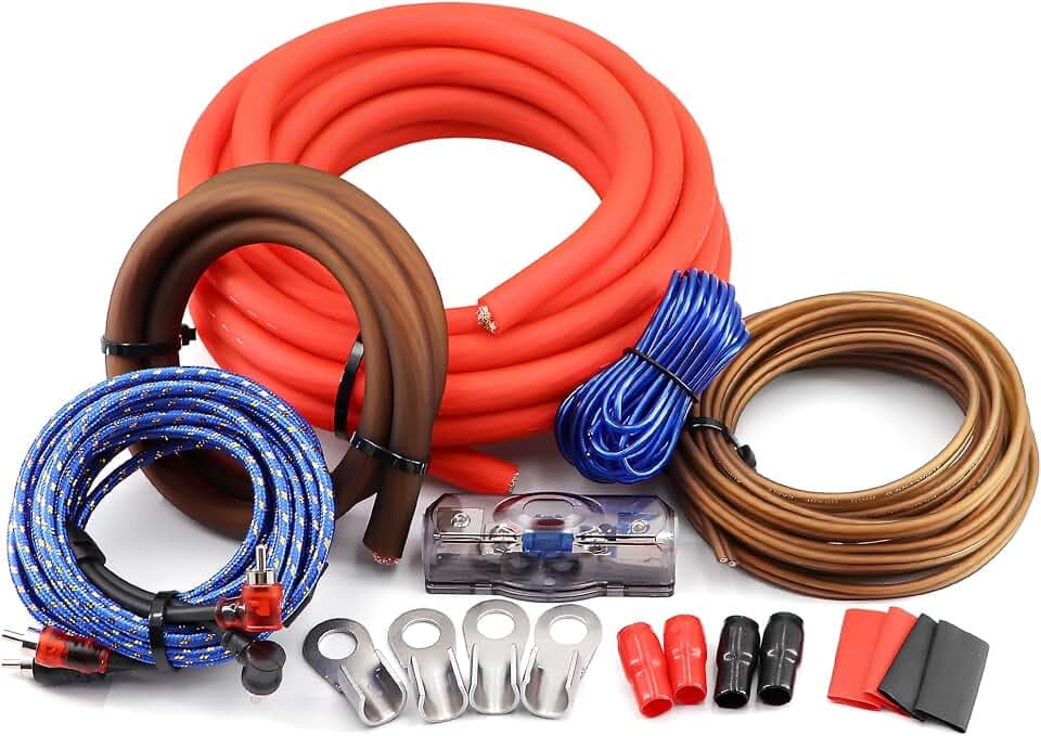 0 Gauge 3000 Watt Amp Wiring Kit with Power,RCA,Speaker Wire for Subwoofer