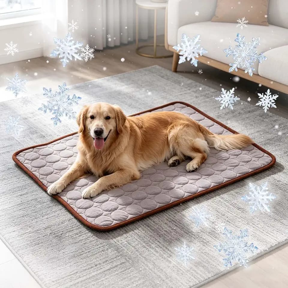 KüHlmatte füR Den Sommer, KüHlmatte füR Hunde, Rutschschutz HundeküHlmatte SelbstküHlend, Abrieb-Und Bissfest NatüRliche KüHlung, KüHlbett füR Hunde 70 * 55cm (braun)