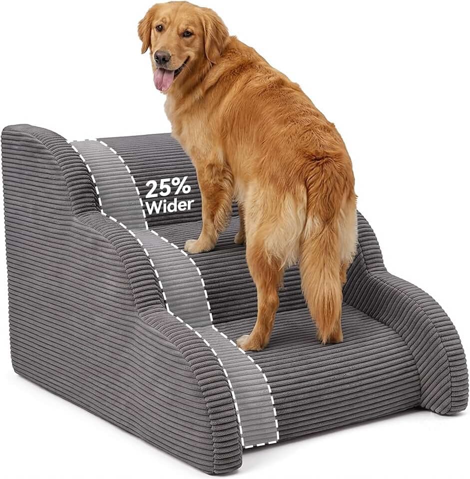 Handrail Dog Stairs, Large Dog Steps for Dogs to Get On Bed & Couch