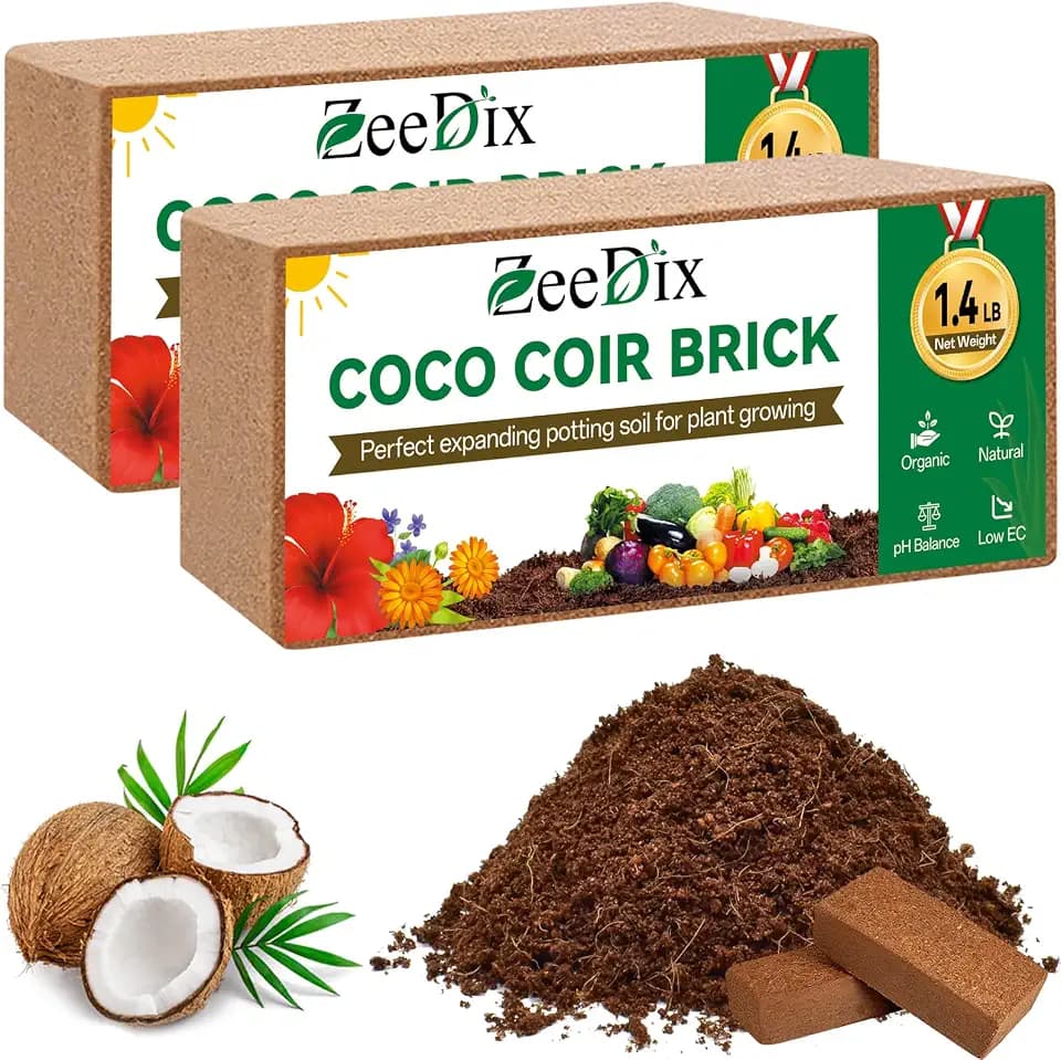 ZeeDix 2 Pcs Coco Coir Brick for Plants, 100% Organic Coconut Coir Bricks