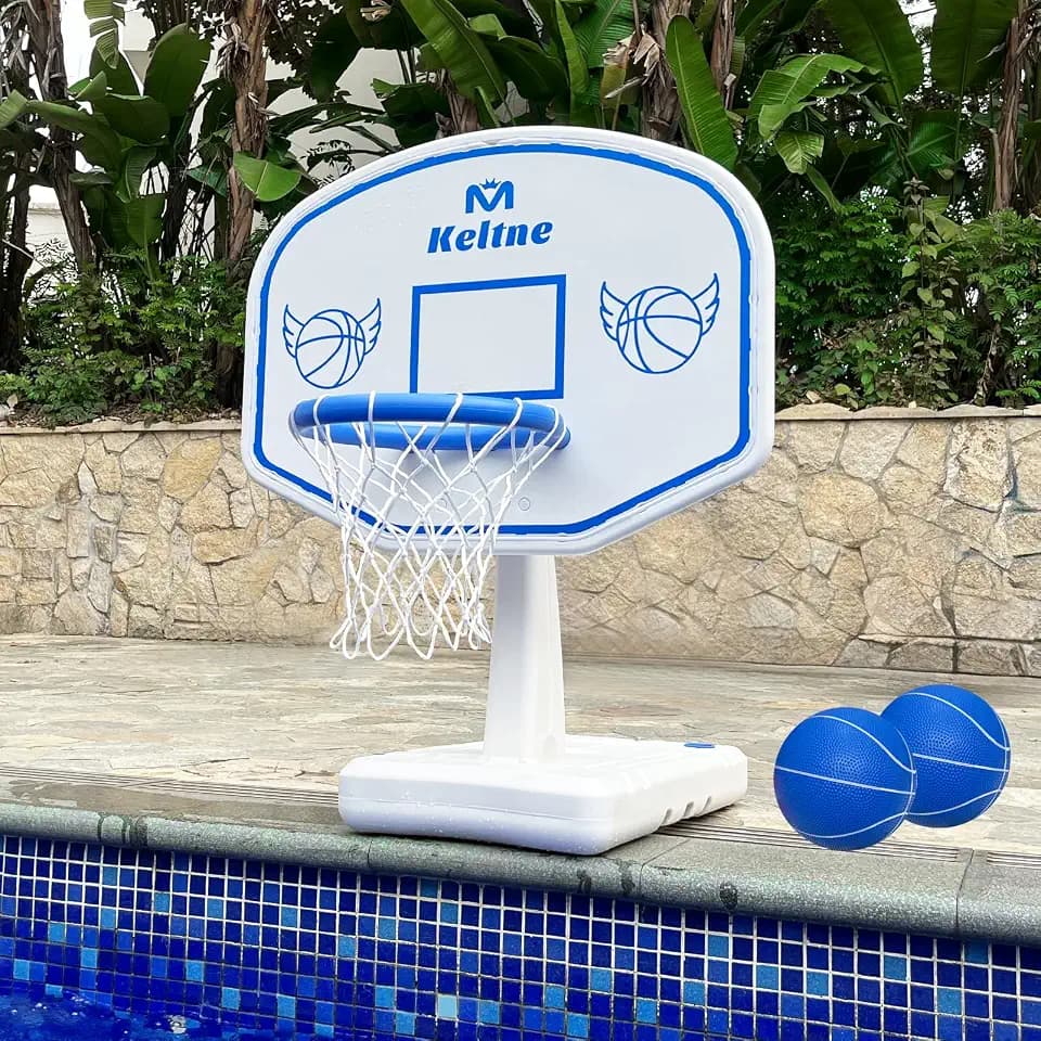 Pool Basketball Hoop, Oversized Poolside Basketball Hoop for Swimming Pool Basketball Game, 34"x34"x42.2" Water Basketball Hoops with Lengthen Base/ 2 Balls/Pump, Made for Teens, Adults.
