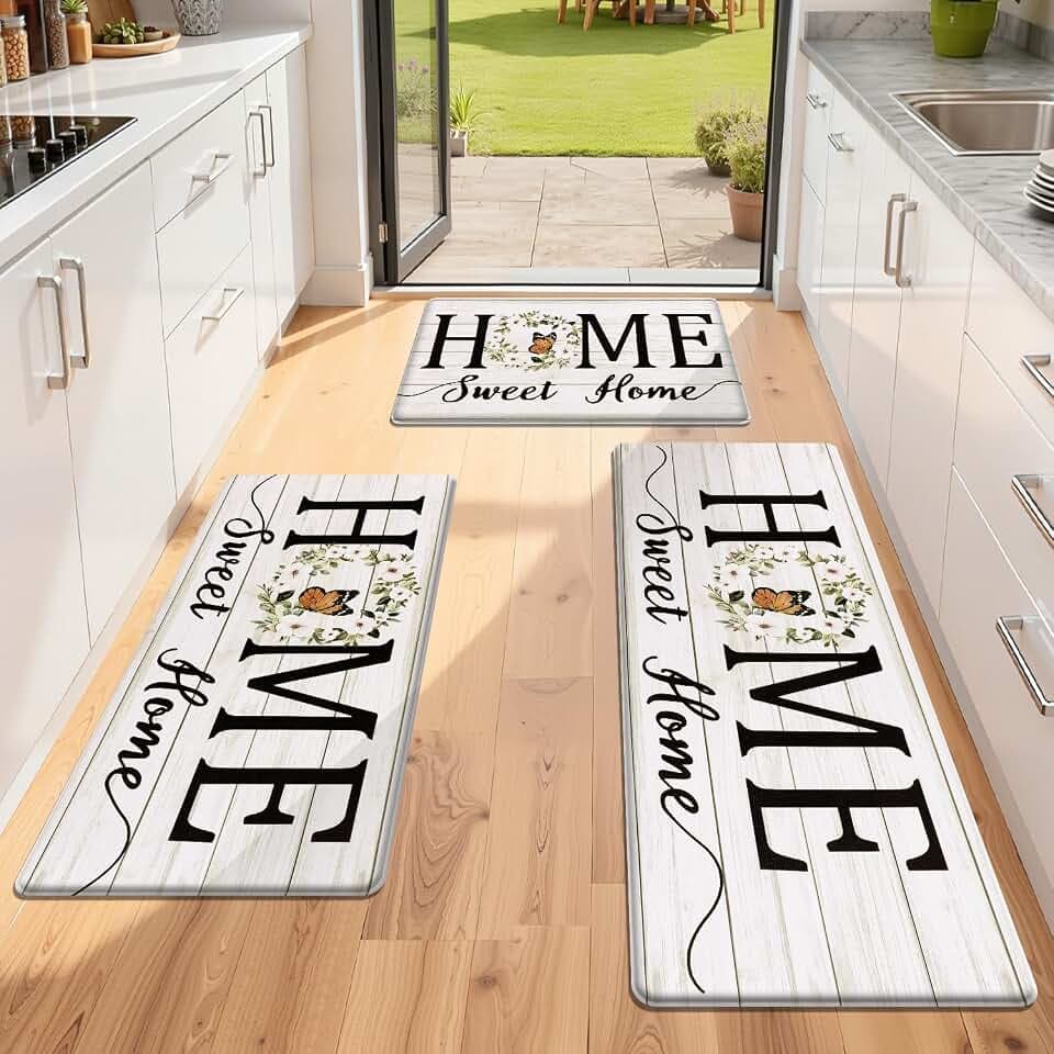 Yamaziot Anti Fatigue Kitchen Rug Set of 3, Non-Slip Cushioned Floor Mats
