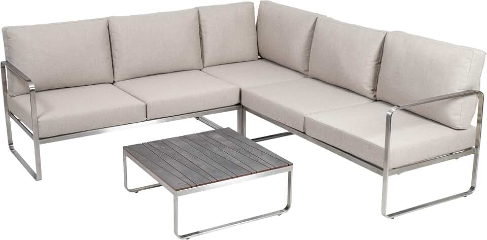 greemotion Gartenmöbel-Set Sydney, Beige, 4-teilig, Stahl