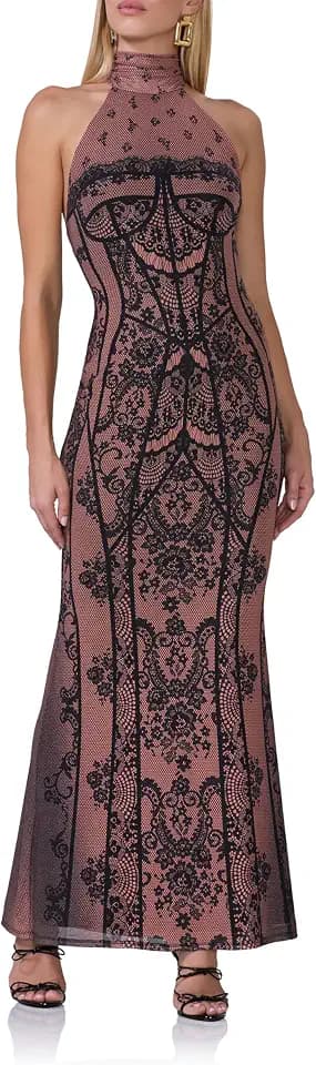 AFRM Women's Arlette Halter High Neck Open Back Maxi Bodycon Dress