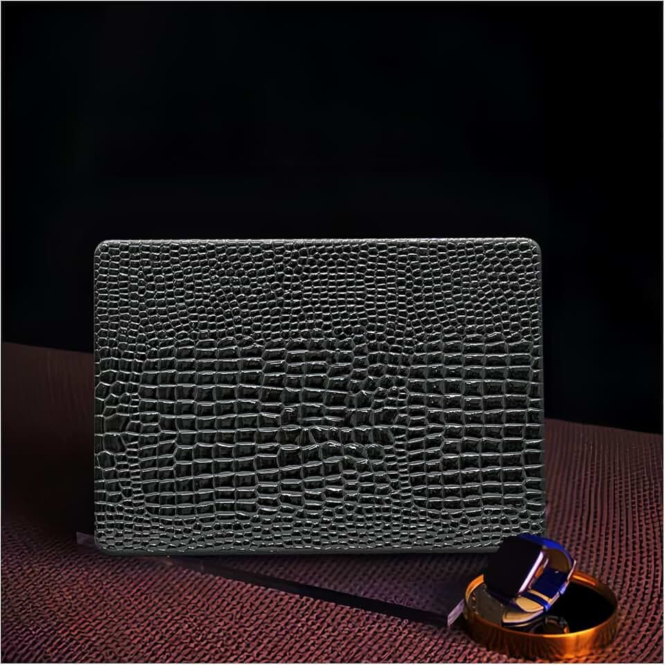 Case for MacBook Air 13 inch M5 M4 M3 M2, Black Crocodile Textured