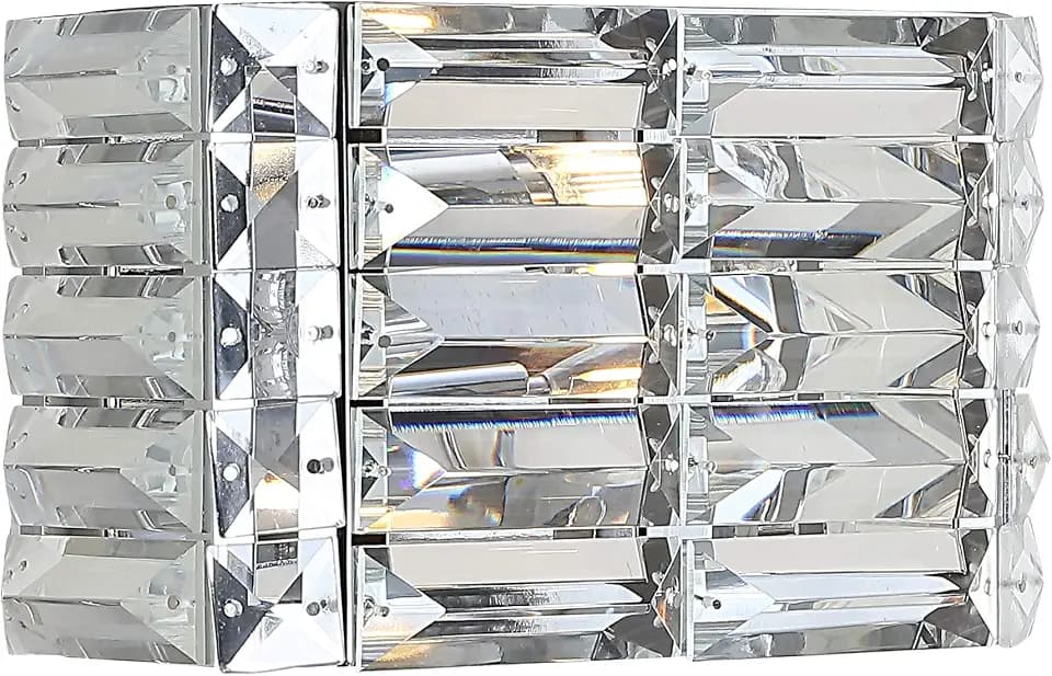 JONATHAN Y Evelyn 10" Modern 1-Light Metal Crystal Vanity Light, Chrome