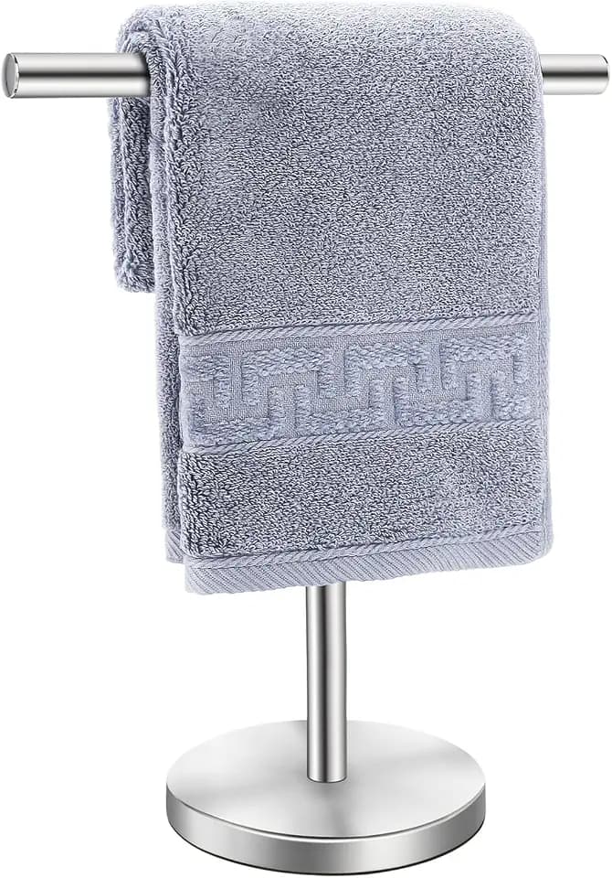 Hand Towel Holder Stand, Freestanding Bathroom Towel Rack, Silver