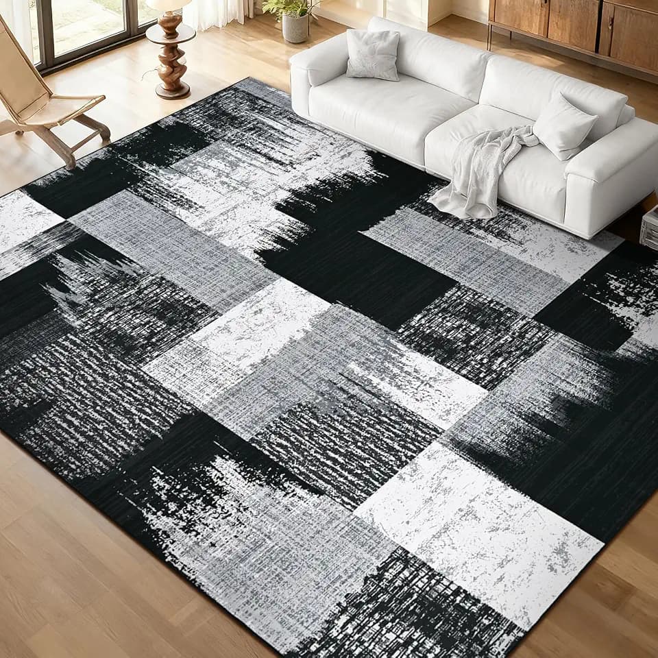 Alishomtll Teppich Schwarz Grau 160x230 cm, Modern Geometrisch Teppich