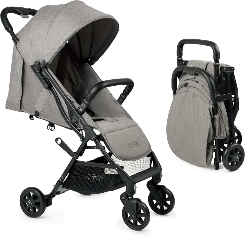 Lightweight Travel Stroller for Baby & Toddlers - Easy Fold & Compact Stroller with Canopy, Storage Basket, Multi-Position Recline & Convenient One-Hand Fold (Grey)