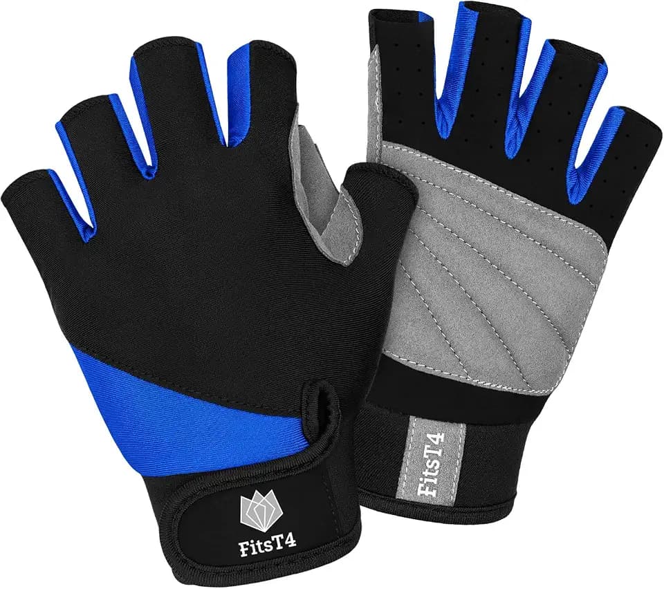 FitsT4 Sports Surfhandschuhe 3/4 Finger gepolsterte Anti-Rutsch-Handschuhe zum Wasserski Kanufahren,Windsurfen,Kiteboarding,Segeln,Kajakfahren,SUP Stehpaddeln