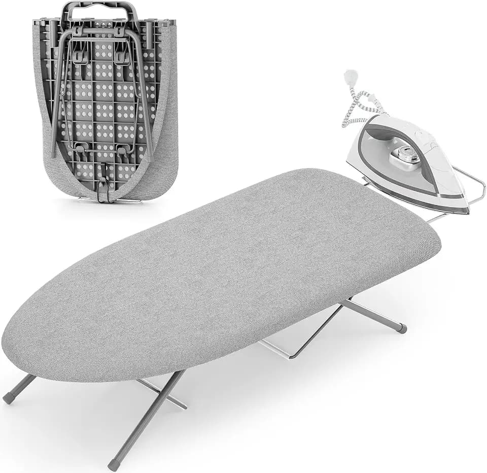 KINGRACK Faltbarer Bügeltisch, mit Bügeleisenhalter, Grau