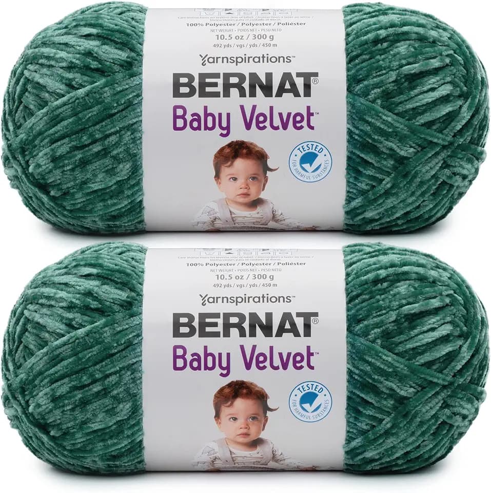 Bernat Baby Velvet Yarn for Crocheting Soft, Emerald, 2-Pack