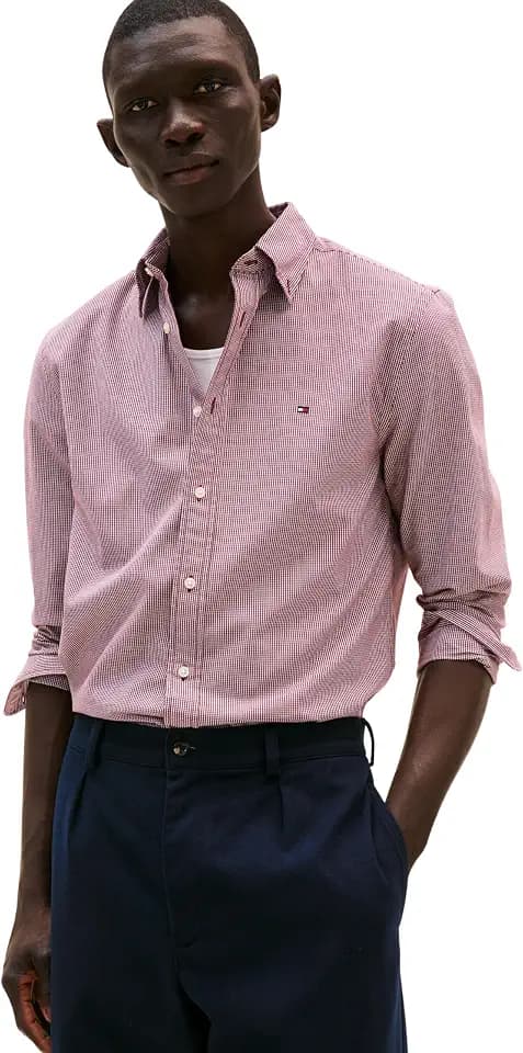 Tommy Hilfiger Herren Flex Poplin Micro Gingham Shirt Mw0mw40457 L/S Shirt (1er Pack)