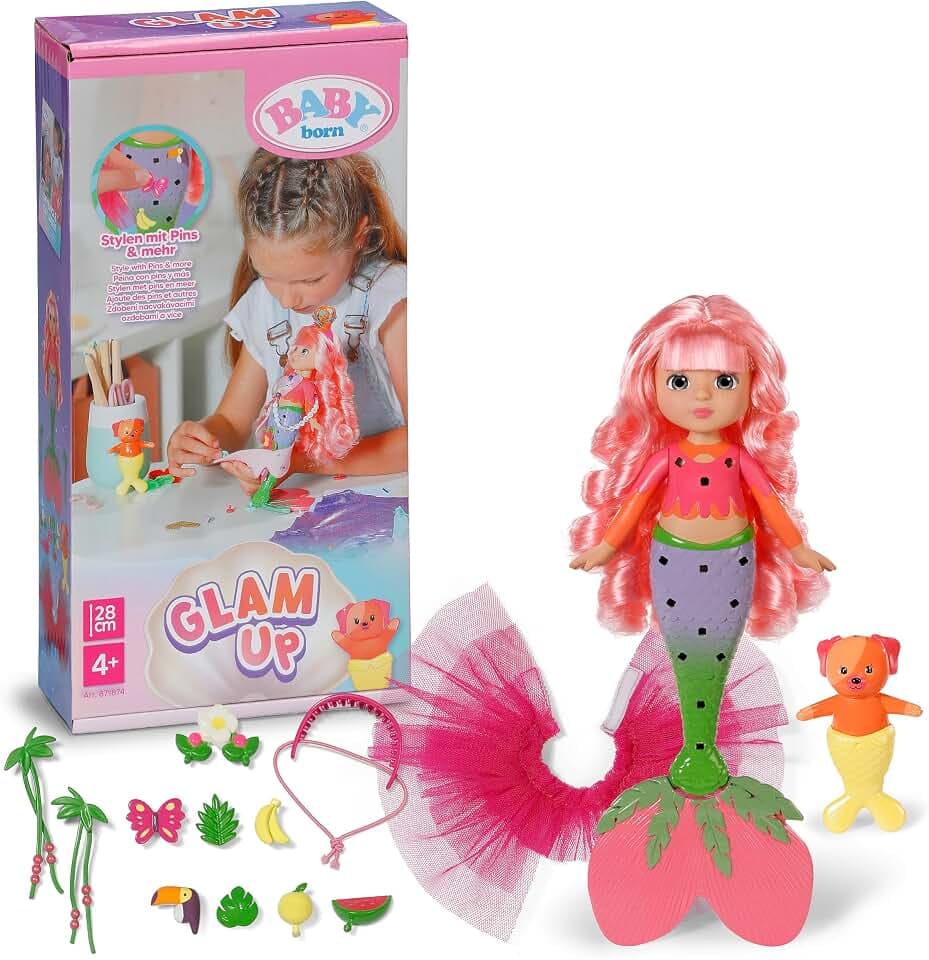 BABY Born Glam Up Sunshine Meerjungfrauenpuppe mit Styling-Zubehör