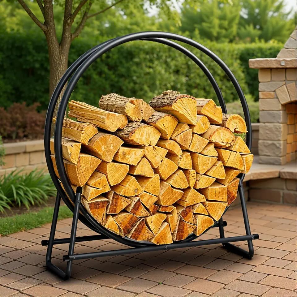 IDZO 41in Firewood Rack, 400lbs Load Capacity, Rust Resistant Steel, Black, Wood Storage