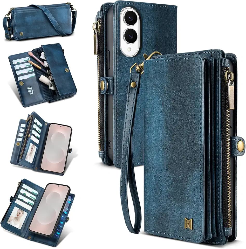 for Samsung Galaxy S25 Edge Wallet Case Blue
