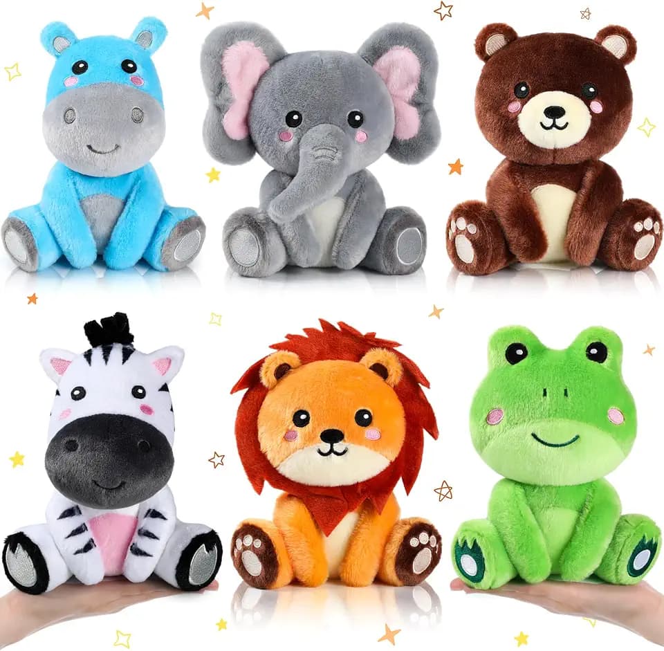 RoundFunny 6 Pcs Forest Animals Toys 7" Stuffed Animals Set