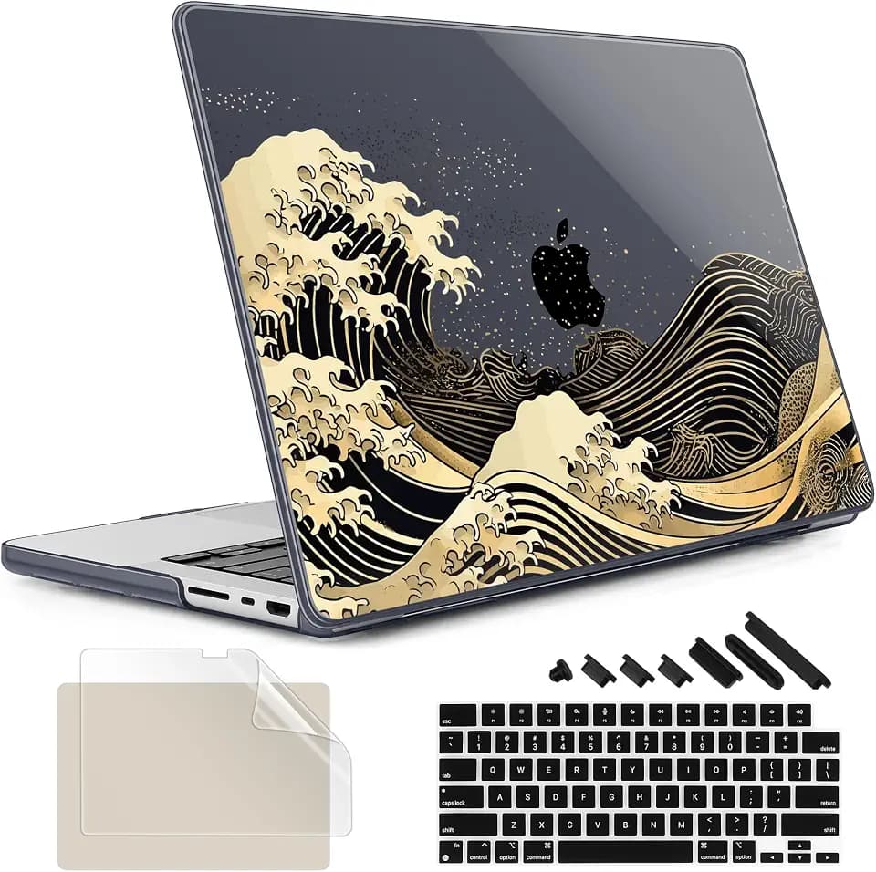 May Chen for MacBook Pro 16 inch Case M1 M2 M3 M4 M5 Pro/Max with Liquid Retina XDR, Release 2021-2025 2026 A3429 A3428, Anti-Drop Plastic Hard Shell with Keyboard Cover, Sea Wave