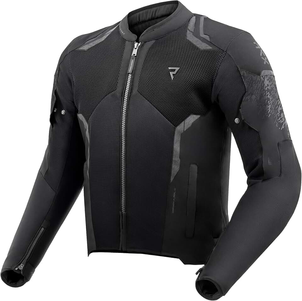 REBELHORN Jax Motorradjacke Herren | Textil | Ellbogen, Schulter und Rückenprotektor Stufe 2 | Abnehmbar Humax Membran | Große Mesh Belüftungspaneele | Größen bis 10XL