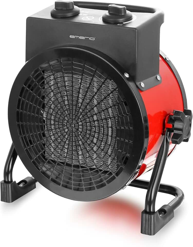 EMERIO - Power Heizlüfter 3000 Watt - Keramik Heizstrahler - Turbo Elektroheizgebläse mit Überhitzungsschutz - kraftvoll - 2 Heizstufen - für Baustelle Haus Werkstatt Wohnung Garage Heizgerät - IP20