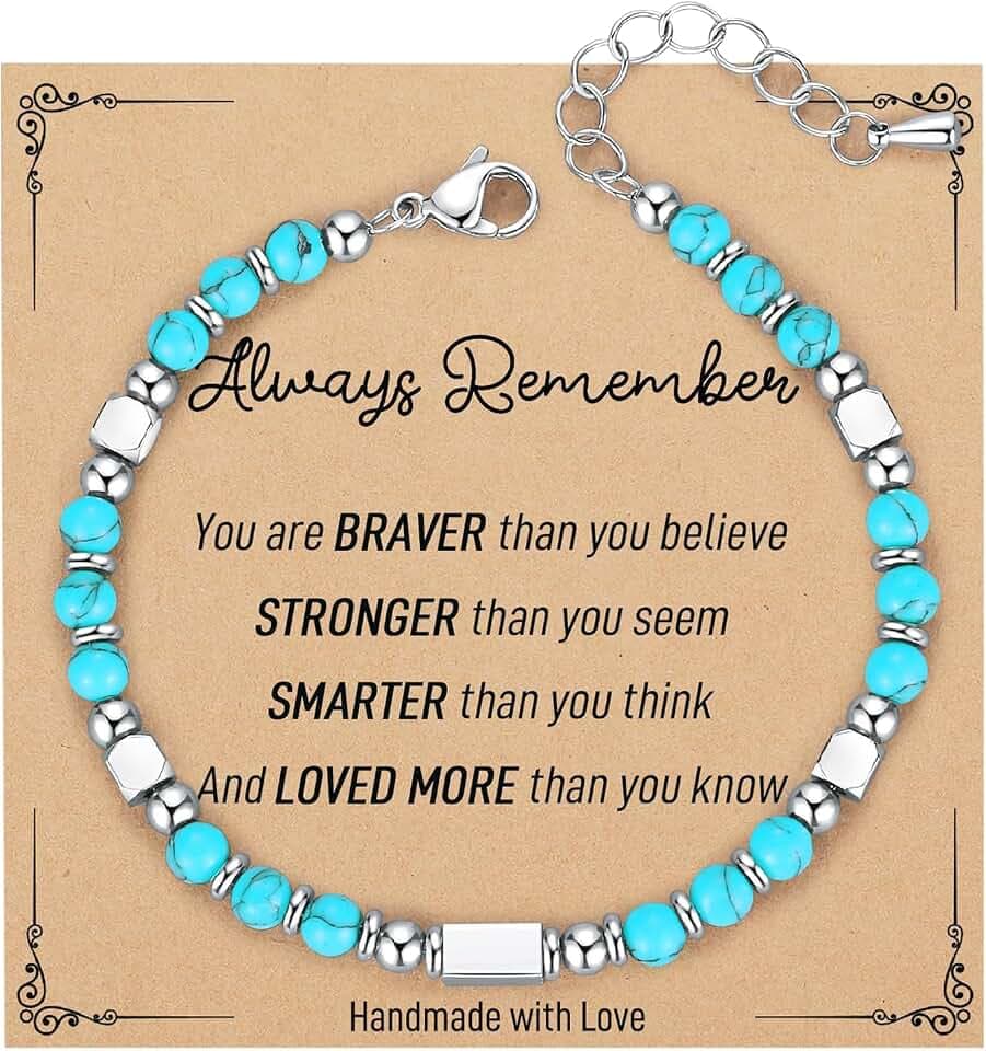 Flongo Böhmische Perlenarmbänder für Damen: Naturstein, Edelstahlkette, verstellbares Armband, Geburtstag, Weihnachten, Geschenke für Frauen, Mutter, Freundin