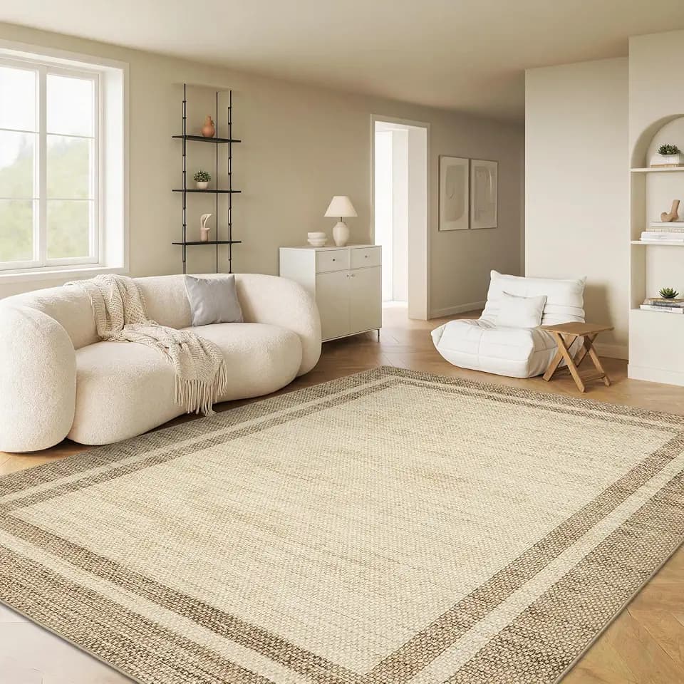 Garvee Area Rugs 9x12 Living Room Washable Rug Neutral Border Rugs，Jute