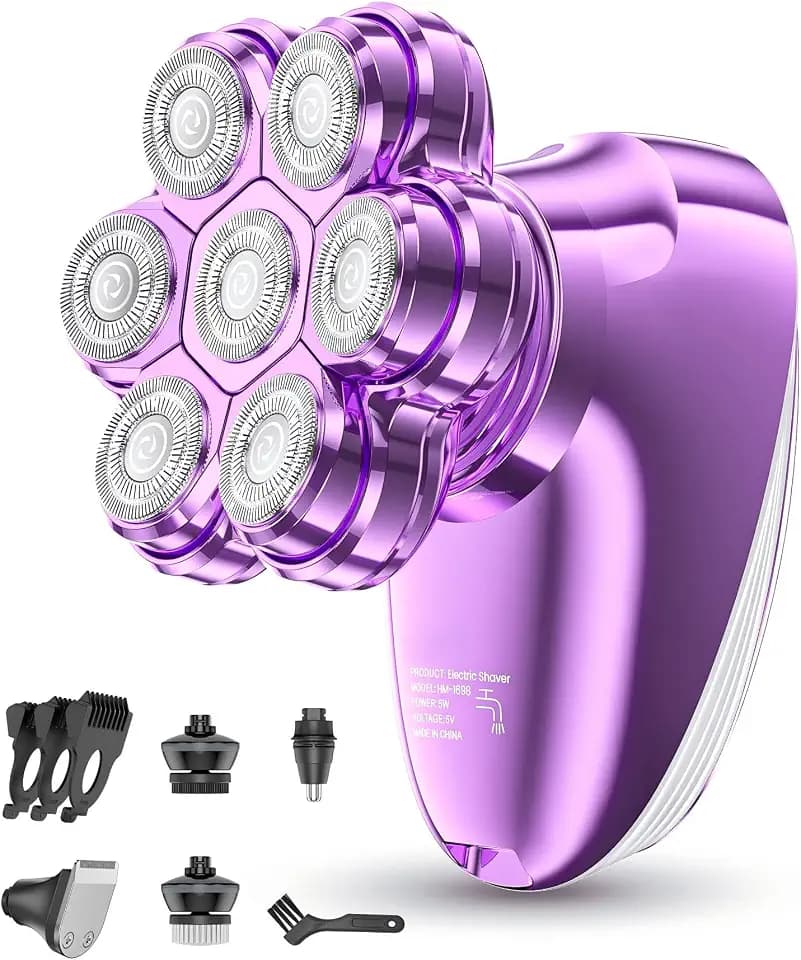 5-in-1 Electric Razors for Women, 7D Women's Full Body Legs Shaver with LED Display, IPX7 Waterproof Wet Dry Travel Bikini Trimmers for Lady Face Bikini Arms Underarms