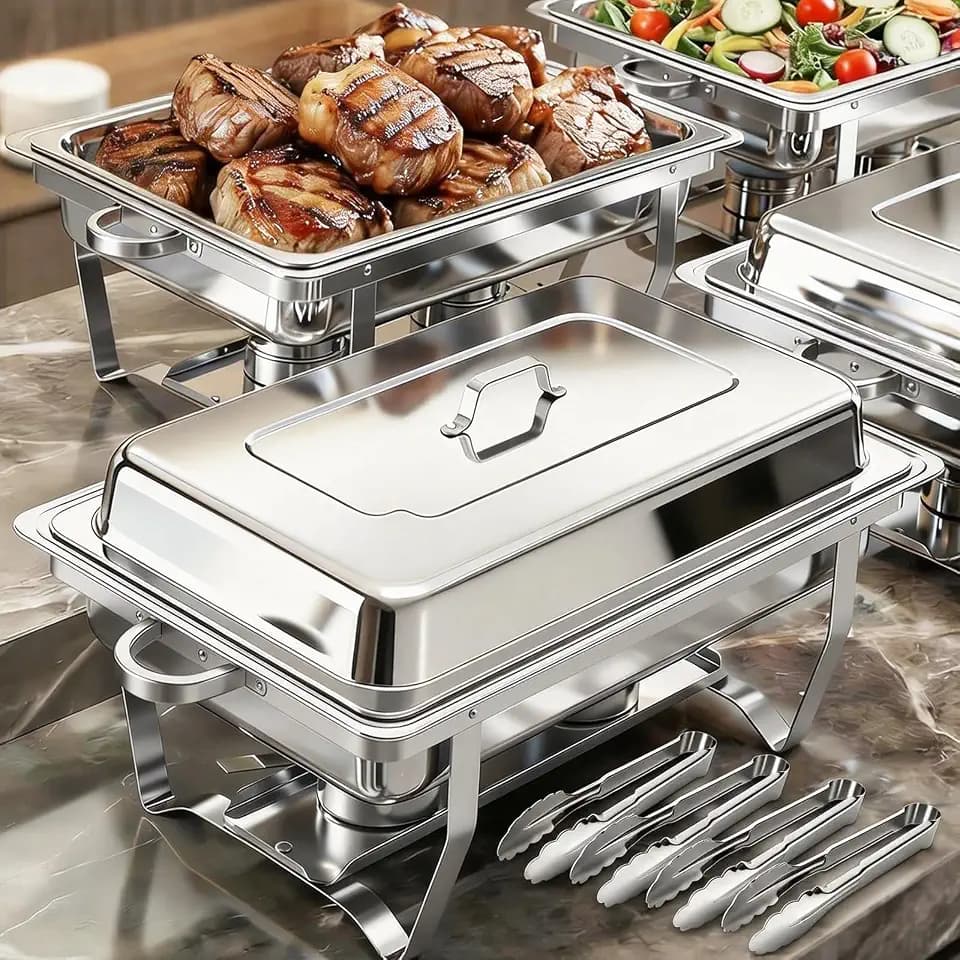 ALSO GO 4 Pack 11QT Rectangular Chafing Dishes for Buffet with Lids
