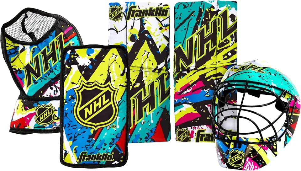 Franklin Sports NHL Youth Knee Hockey Goalie Pads + Helmet Set - Graffiti
