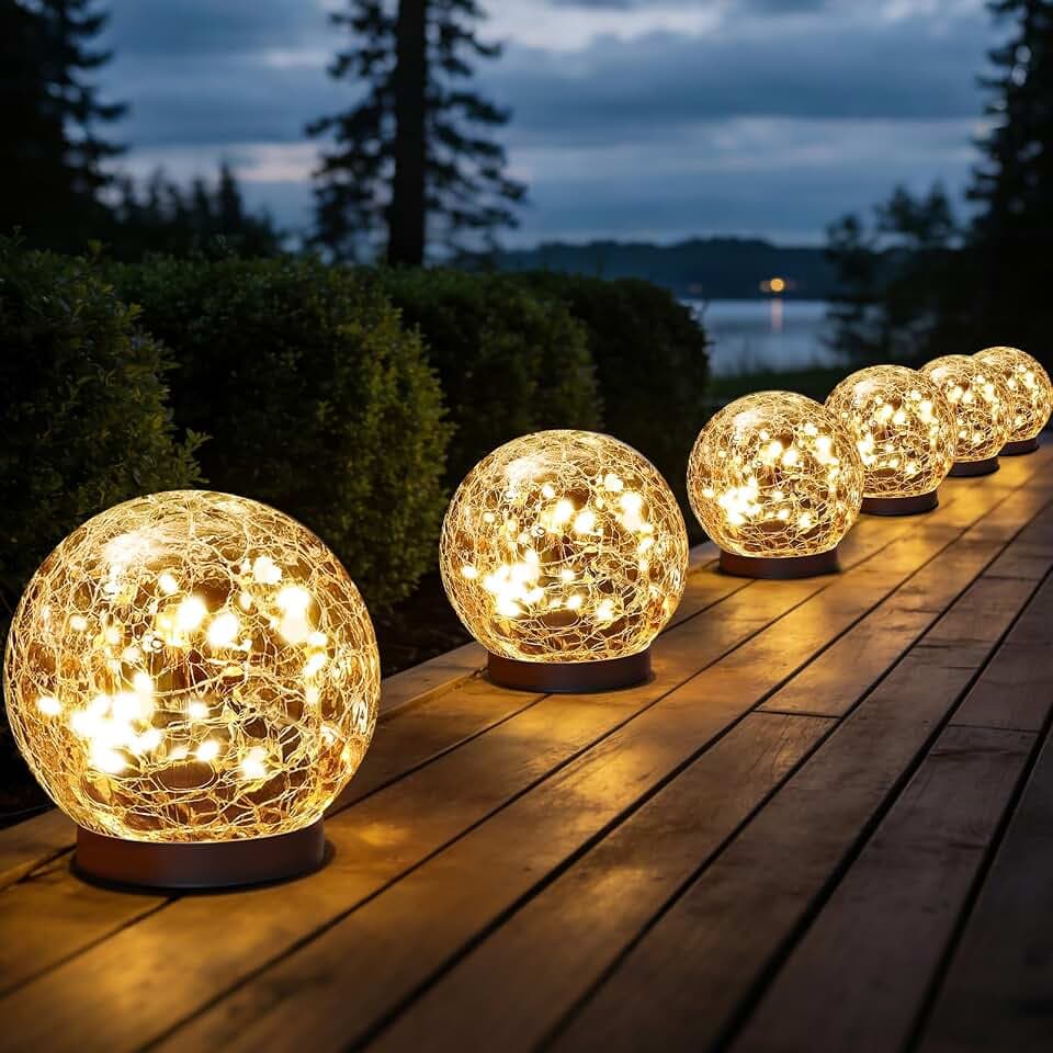 JKIMK Solar Globe Lights Outdoor Waterproof-Solar Balls for Garden