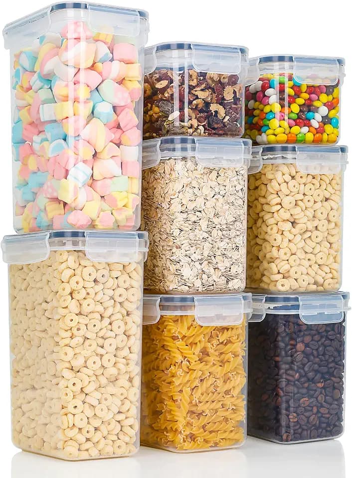 Cozary Vorratsdosen mit Deckel Luftdicht, 8er Vorratsbehälter Set, BPA-Frei, Vorratsdose zur Müsli Mehl Aufbewahrung Küche, Küchen Organizer, Frischhaltedosen für Lebensmittelaufbewahrung