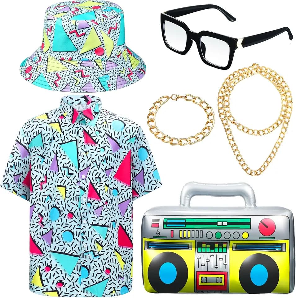 Hicarer 6 Pcs 80s Outfit Accessories Set for Men Party