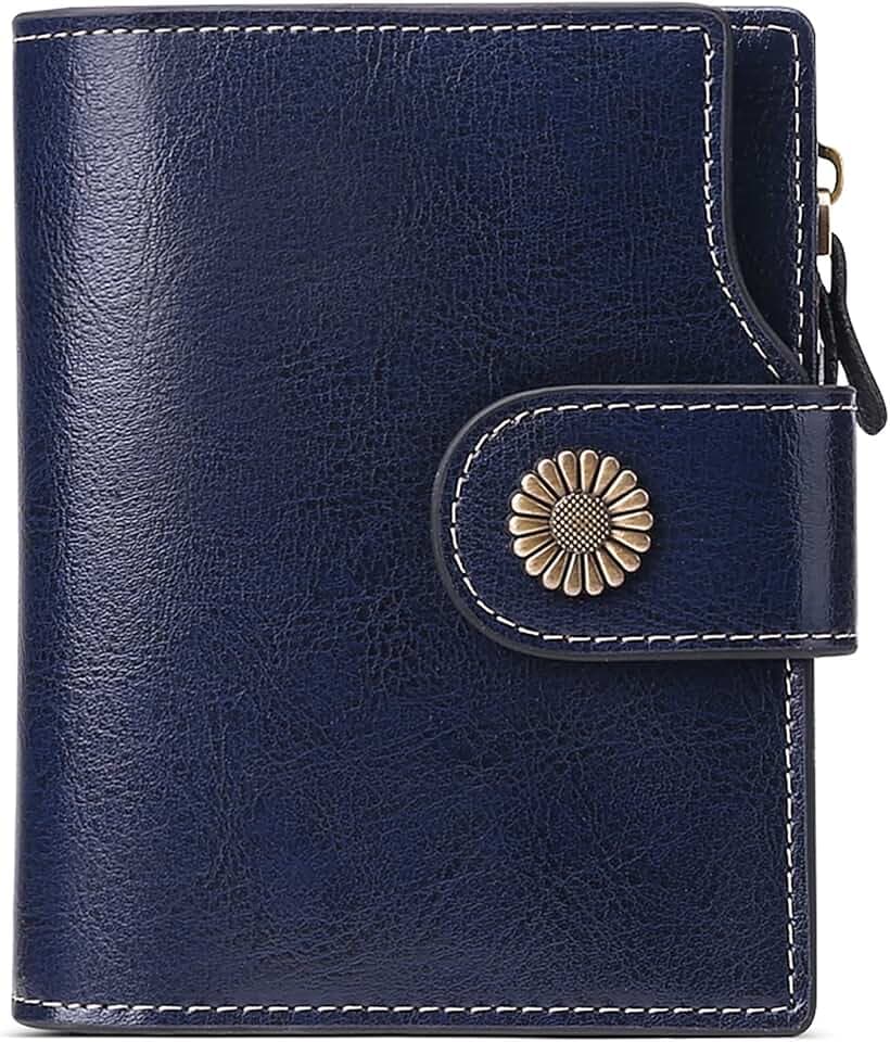 SENDEFN Portemonnaie Damen Echtleder, Bifold Compact RFID-Blockierung Geldbeutel Damen, Geldbörse Damen mit 16 Kartenfächern und 1 Reißverschlussfach