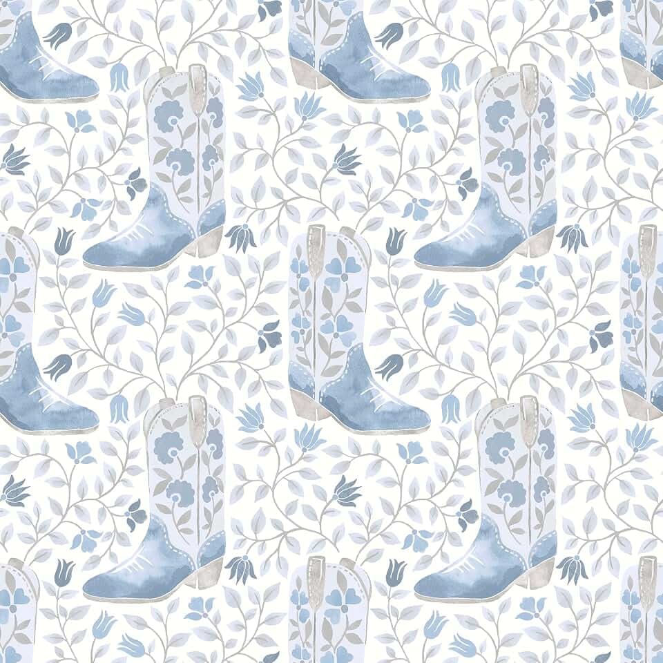 RoomMates Cowgirl Like Me Blue Peel and Stick Wallpaper