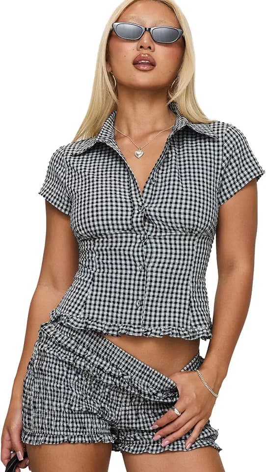 Princess Polly Women's Covey Shirred Puff Sleeve Top Multi