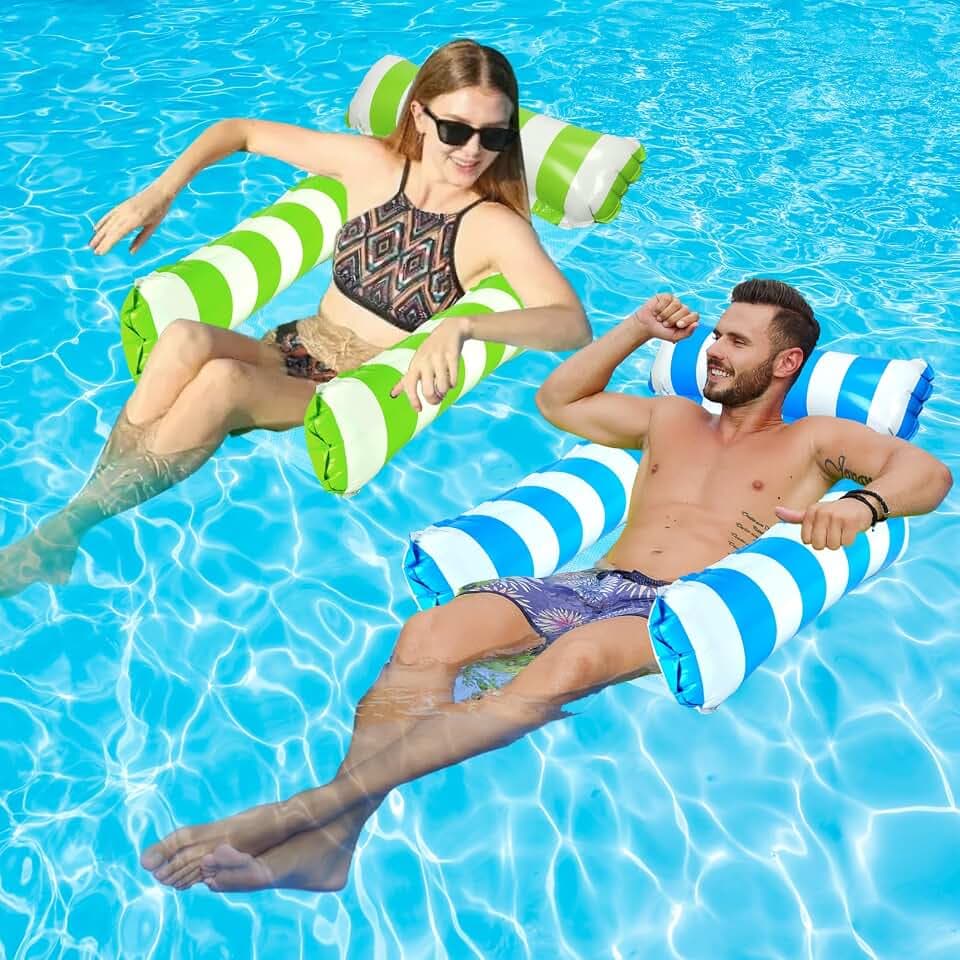 2 Pack Inflatable Pool Floats Adult,Hammock Pool Floats 4-in-1 Pool Lounges